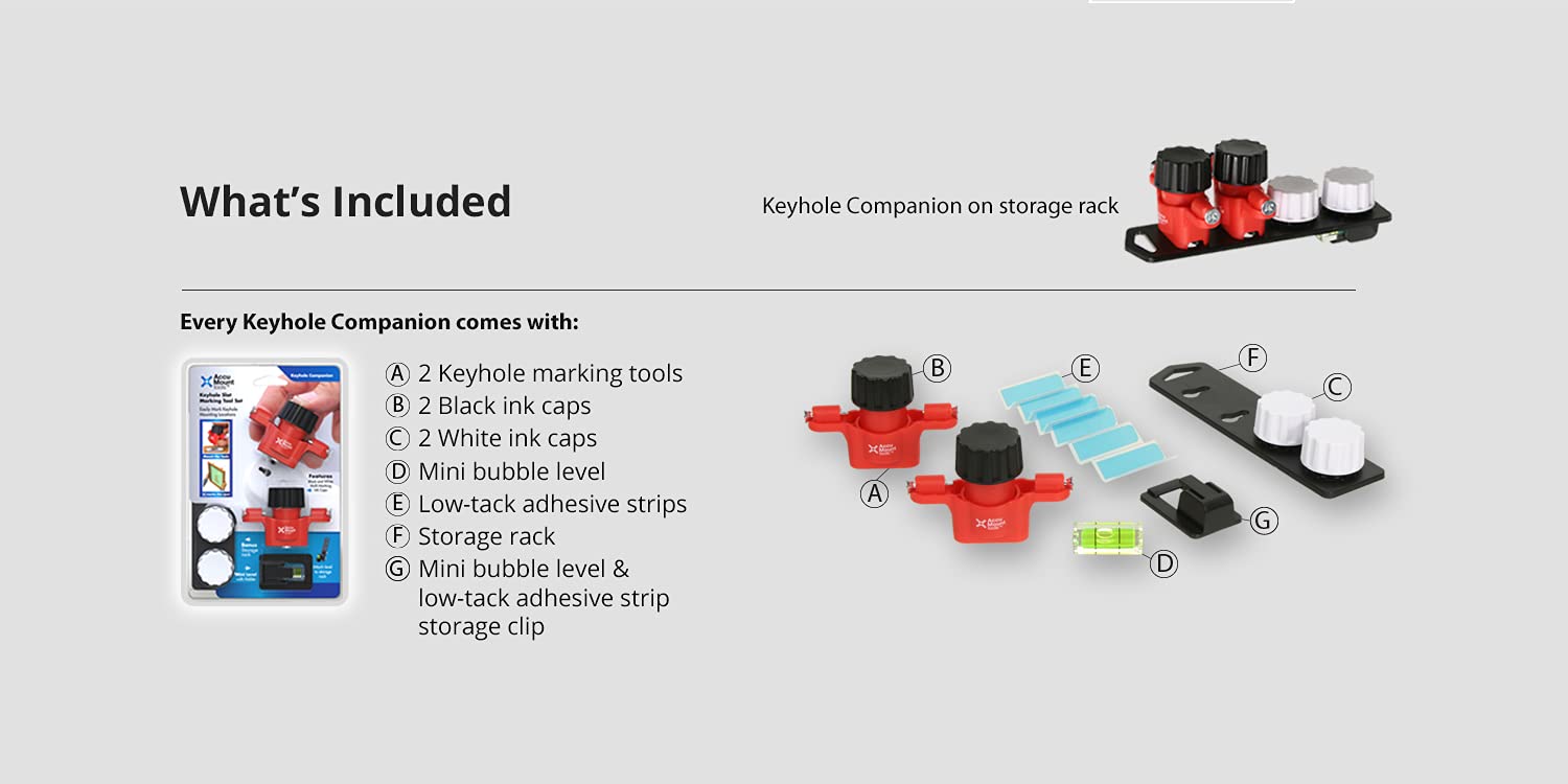 Accu Mount Tools storage rack keeps all components neatly organized for quick setup.