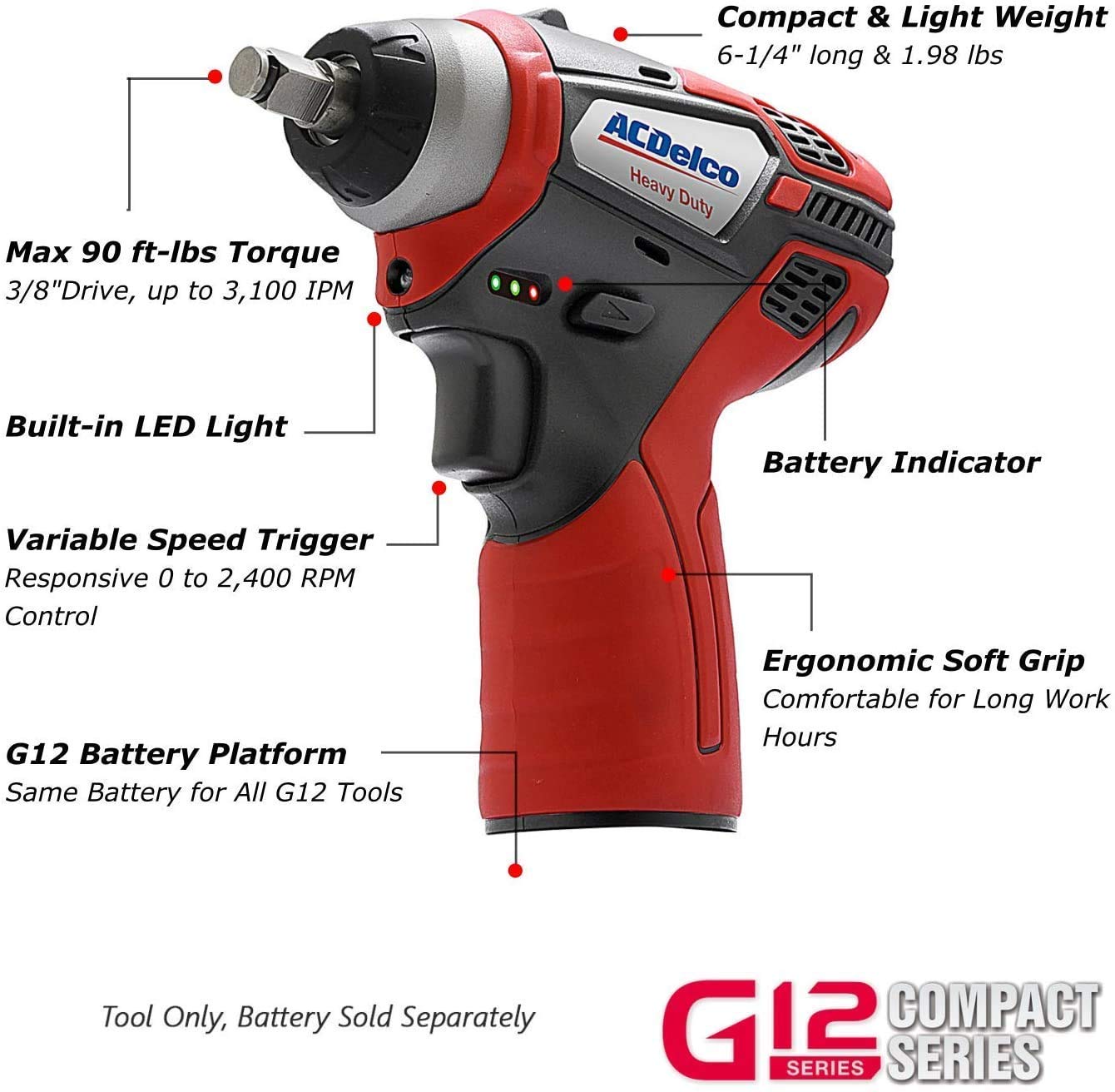 ACDelco ARI12104T 12V Li-ion battery powering cordless performance.