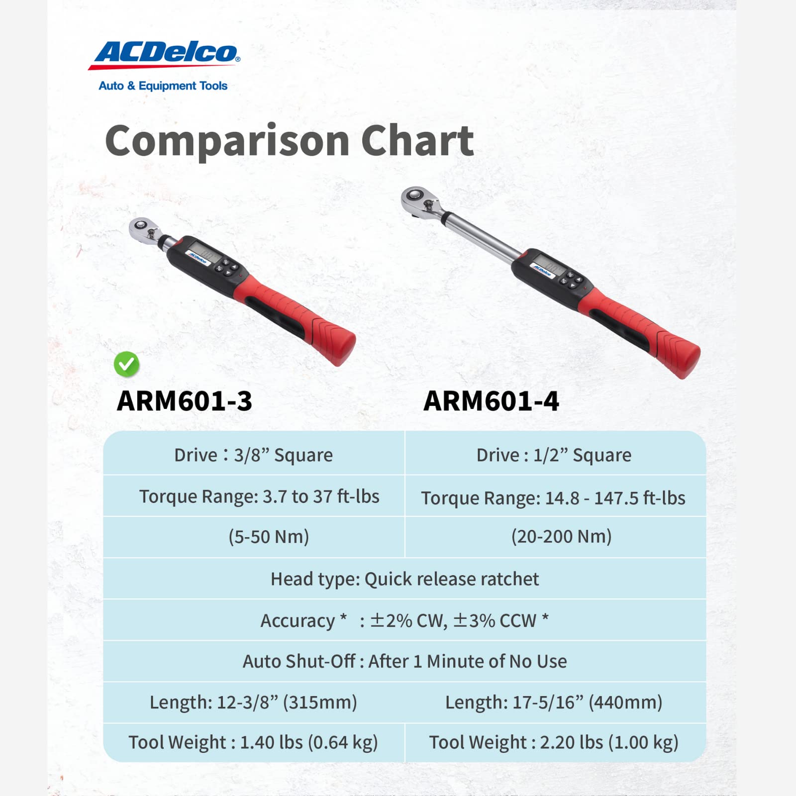 ACDelco ARM601-3 LED buzzer indicator confirms torque target.