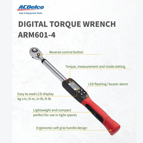 ACDelco ARM601-34 LCD display and beeper confirm torque values in real time.