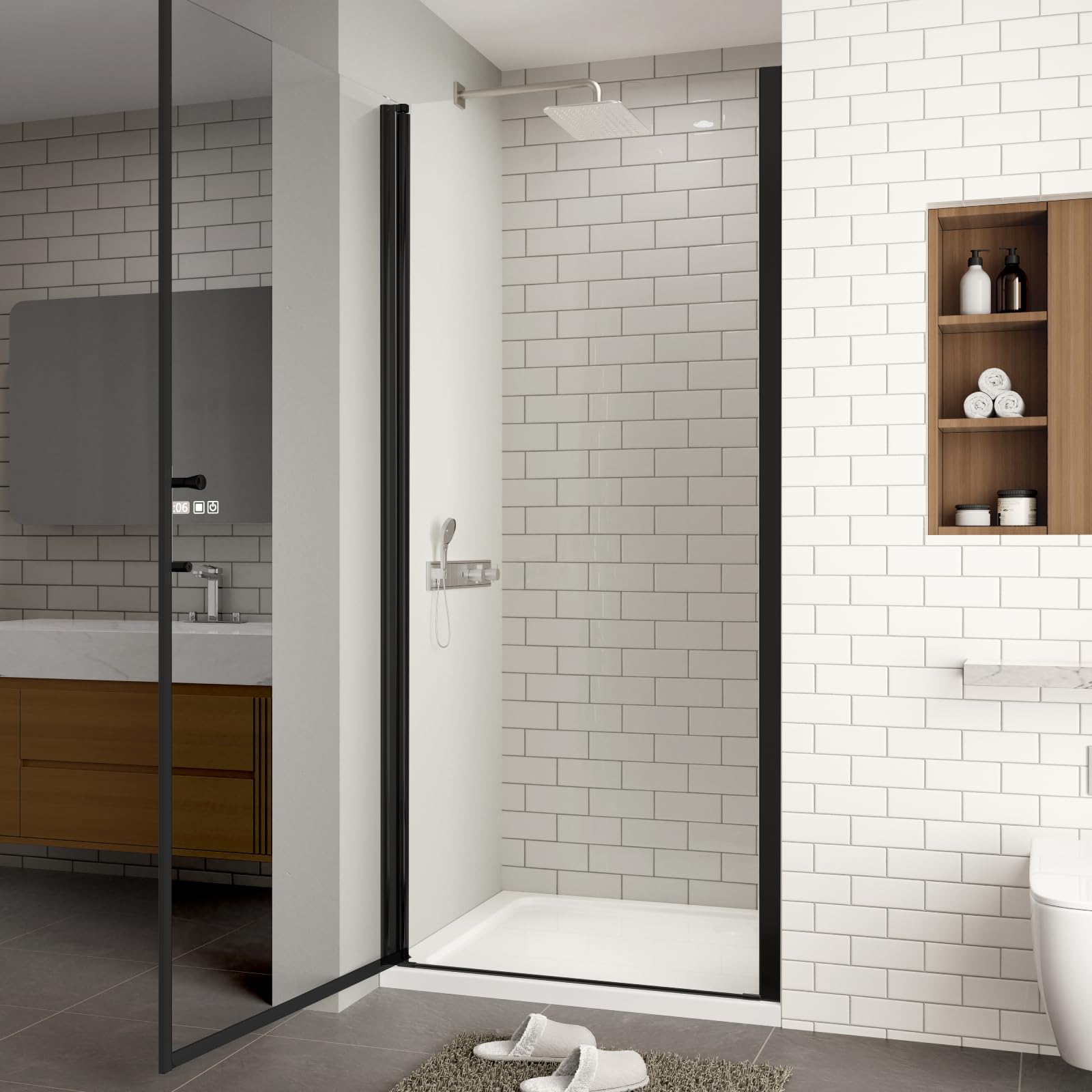 ACE DECOR hinge area showing 180-degree installation for left or right entry