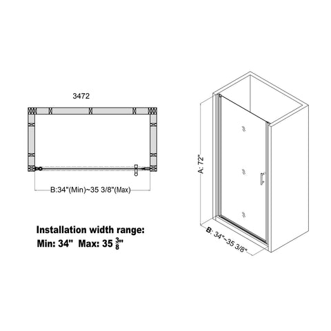 ACE DECOR walk-in opening measures 29 19/32 inches for comfortable access