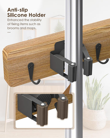 AceMining anti-slip-rubber-bumpers secure placement for mops and brooms.