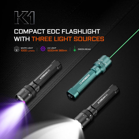 ACEBEAM K1 UV light at 365 nm reveals hidden details