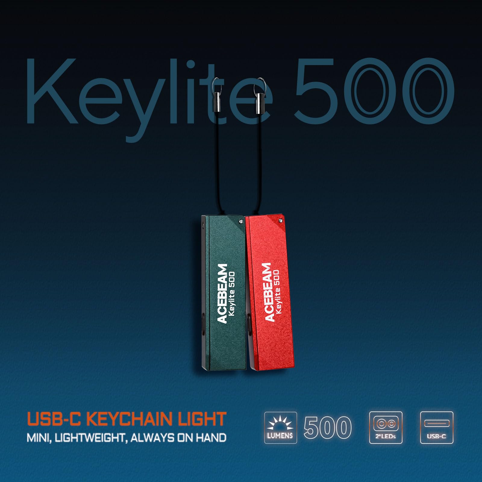 ACEBEAM Keylite 500 dual LED flashlight with bright output