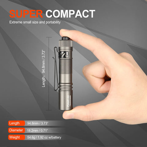ACEBEAM Pokelit AA compatibility supports rechargeables and standard AA cells.