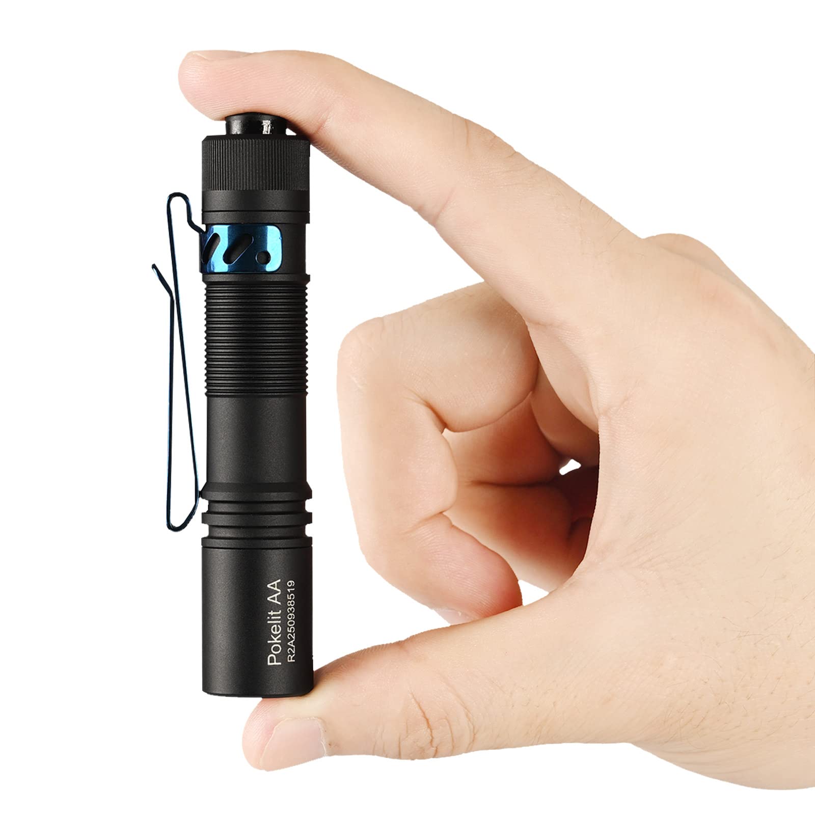 ACEBEAM Pokelit AA flashlight clipped for quick access during daily tasks.