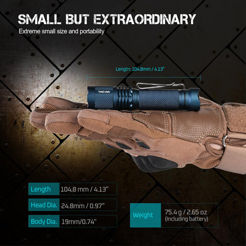 ACEBEAM TAC AA 2.0 dual-clip design for easy backpack or belt carry