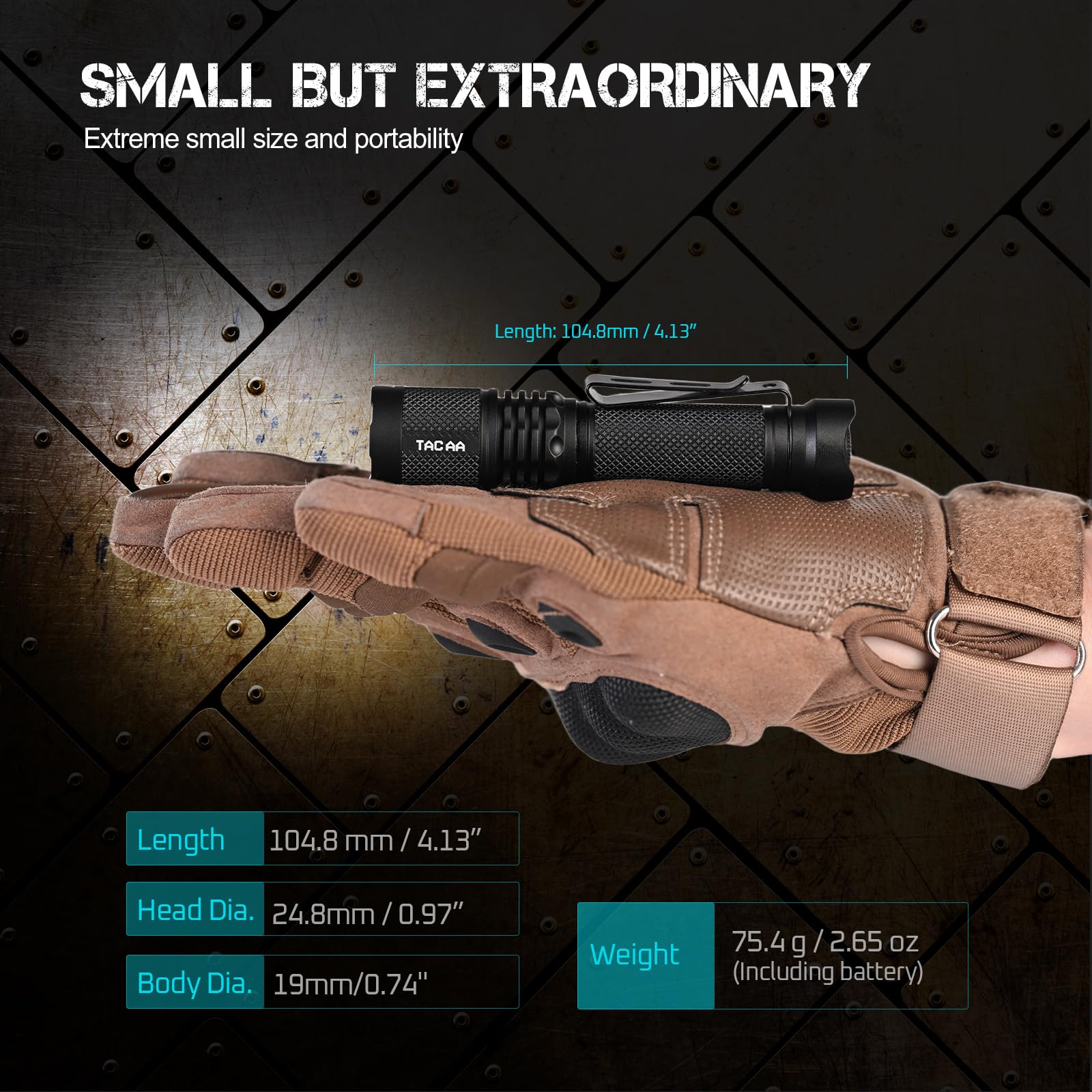 ACEBEAM TAC AA 2.0 dual-clip EDC design for secure attachment on bags or belts.