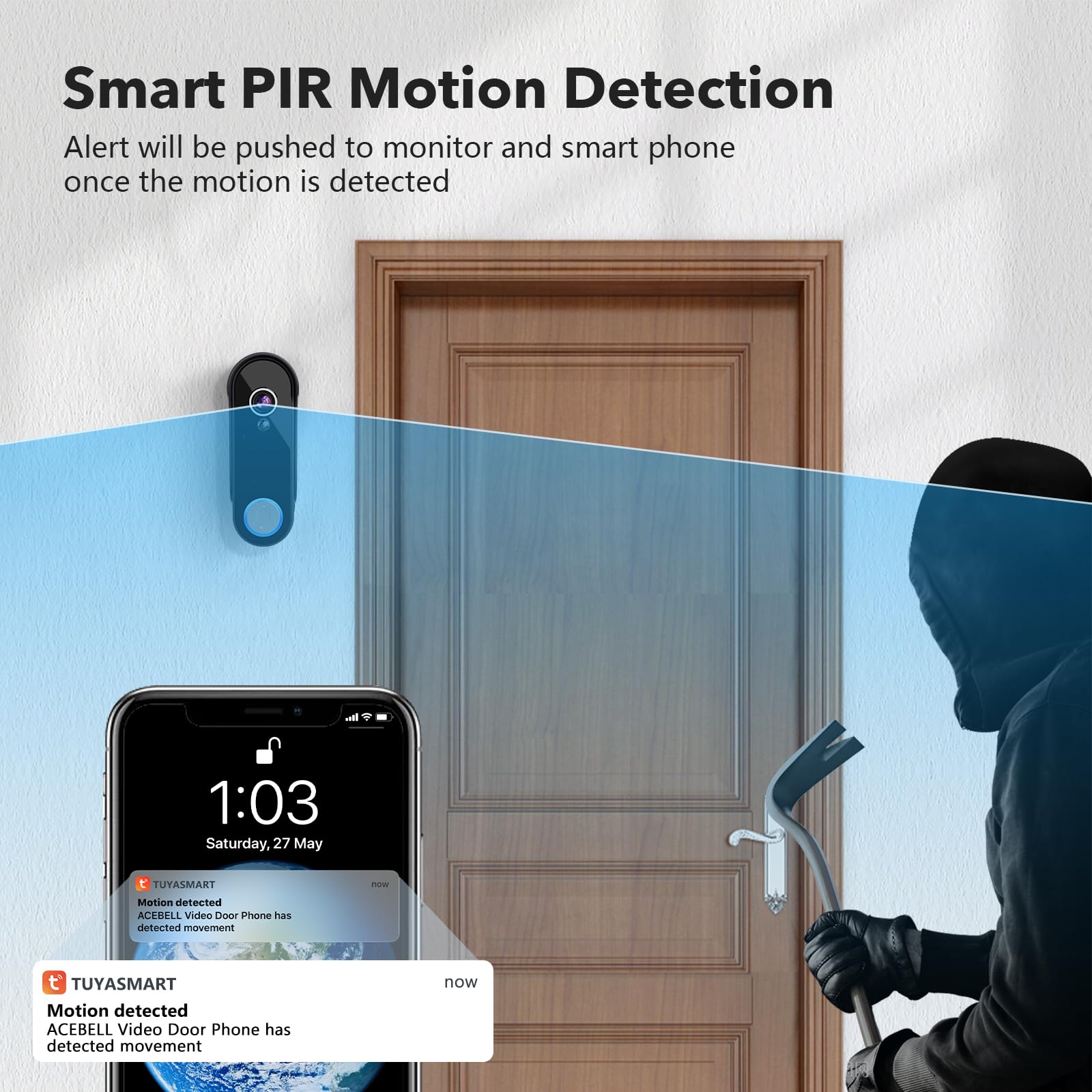 ACEBELL 32GB memory card stores doorbell footage locally