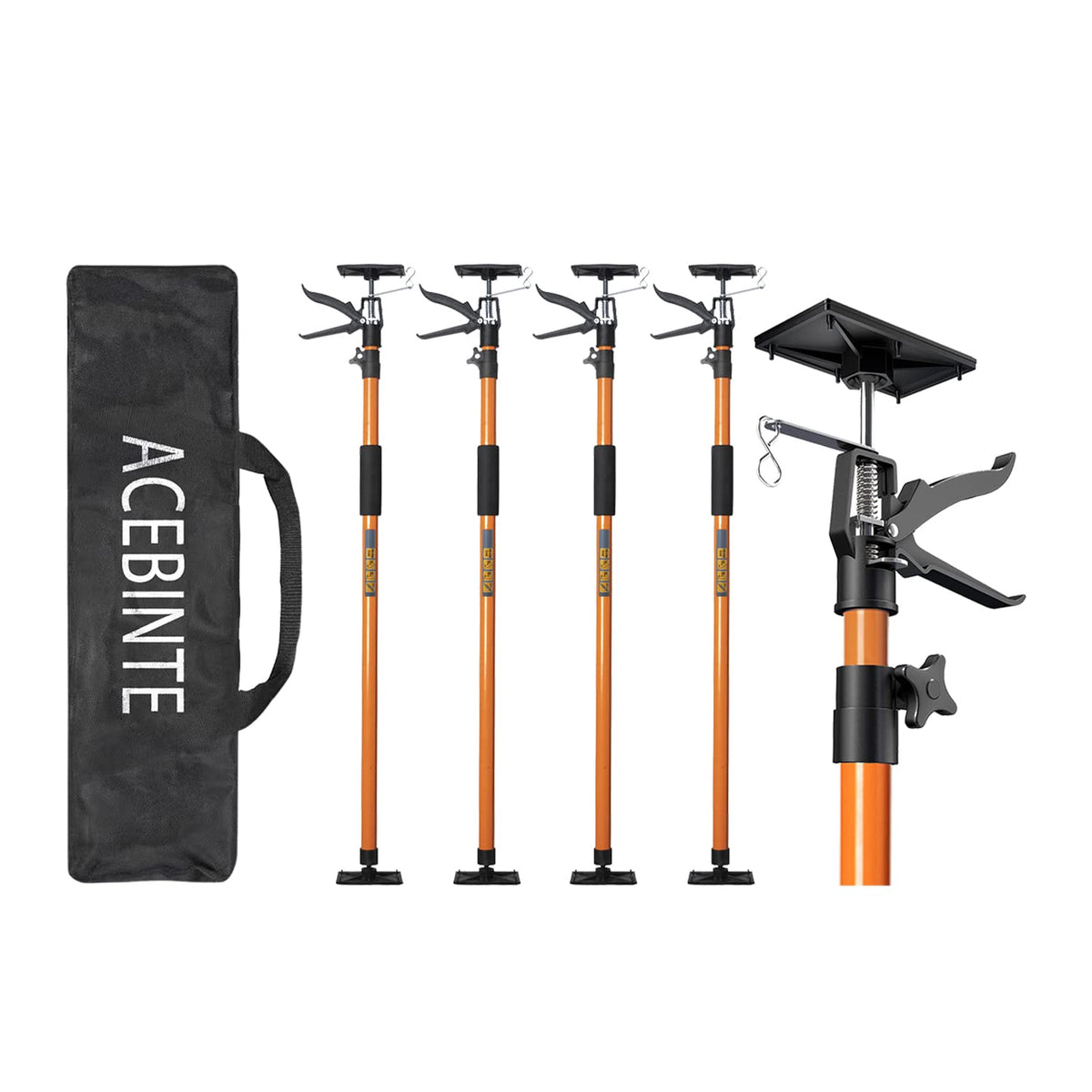 ACEBINTE 4PK support pole extended range for tall projects with steady reach