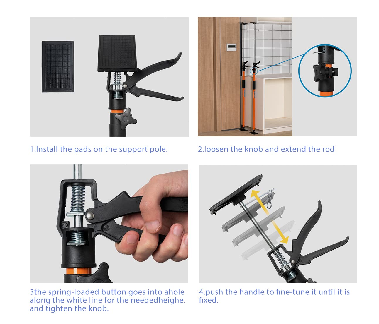 ACEBINTE 4PK support pole locked in place for hands-free operation