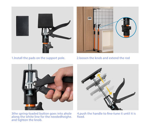 ACEBINTE 4PK support pole locked in place for hands-free operation