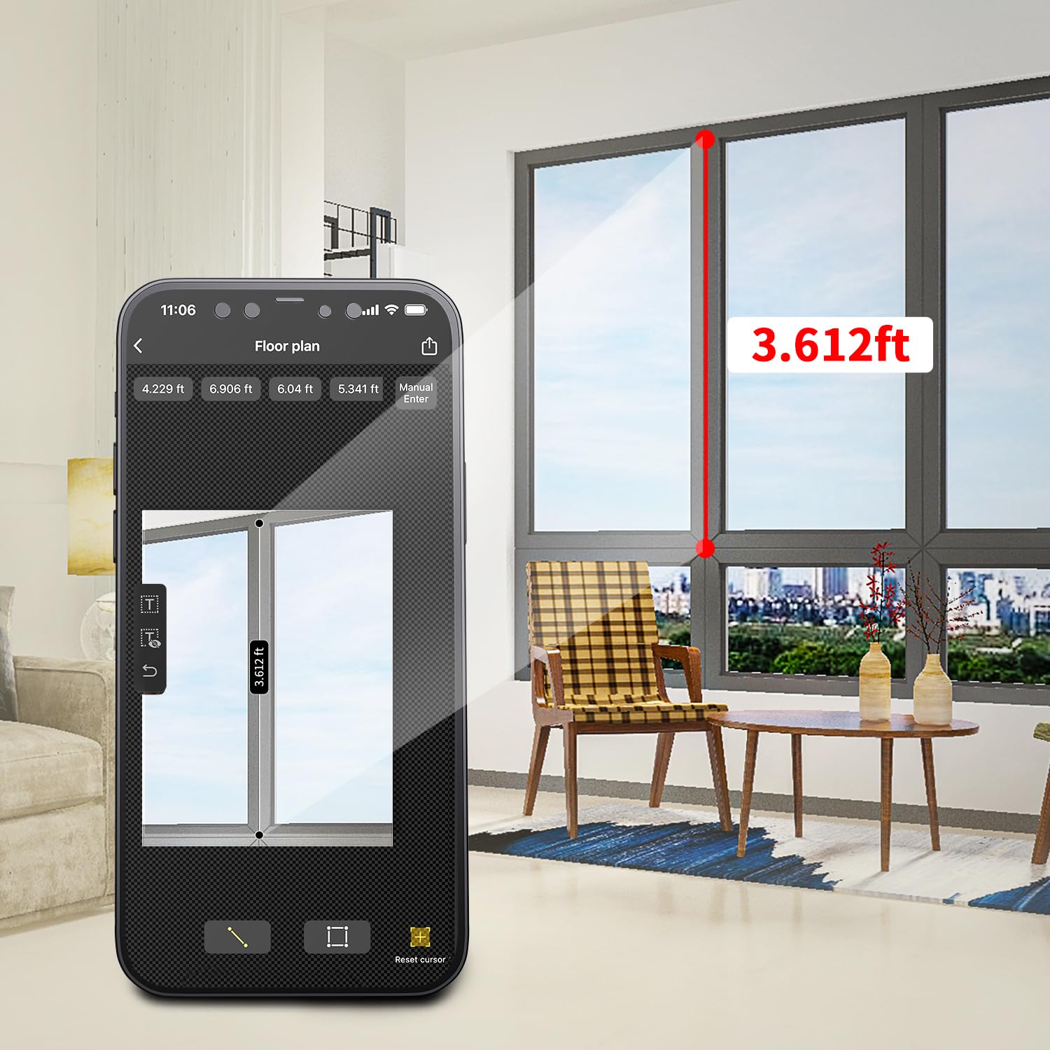 ACEGMET Laser Measure with Bluetooth app for easy data transfer.