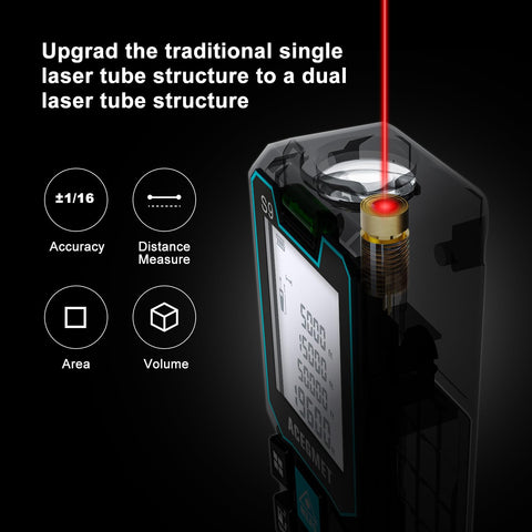 ACEGMET Laser Measure with two bubble levels ensures accurate alignment.