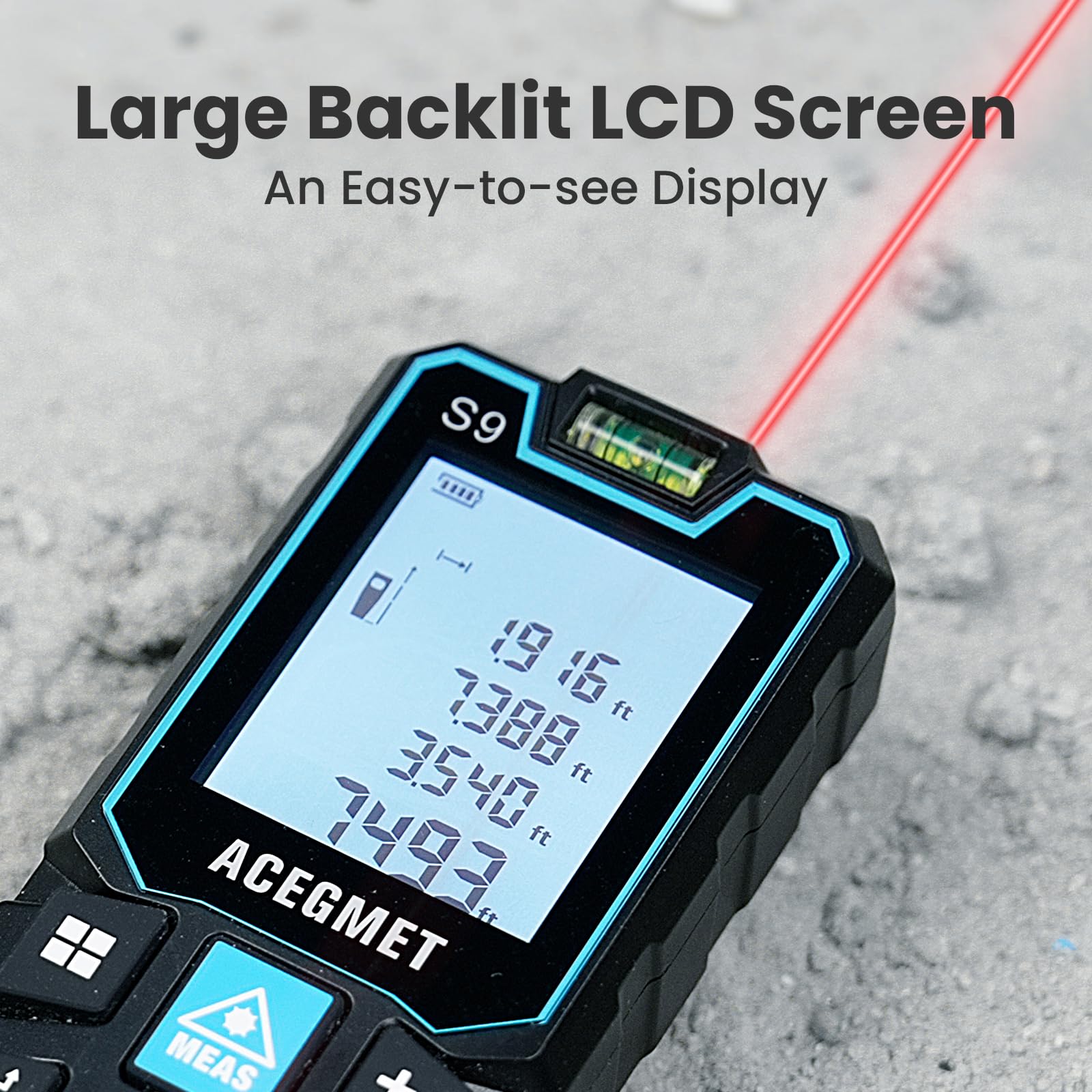 ACEGMET S9 Laser Measure mute function allows discreet measurements in quiet environments.