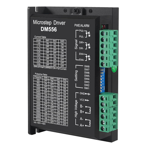 ACEIRMC DM556 DIP switches for fine-tuning microstep settings.