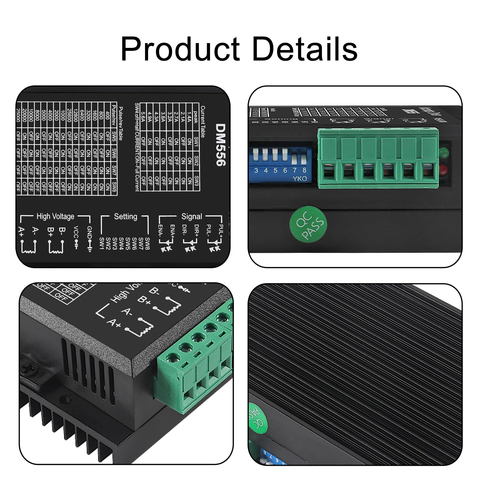ACEIRMC DM556 power rails showing 20-50V compatibility.