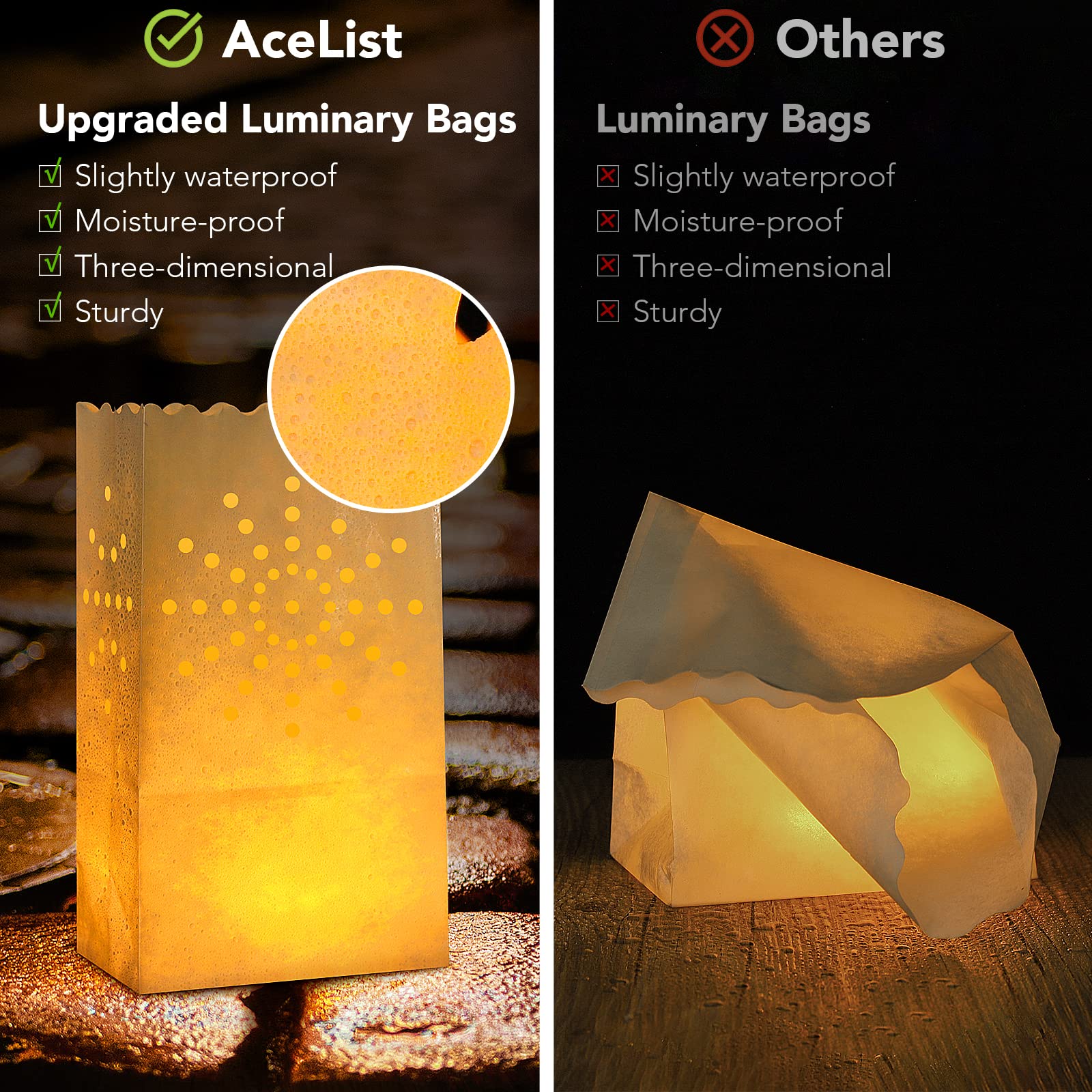 AceList tea lights LED for long-lasting indoor lighting.