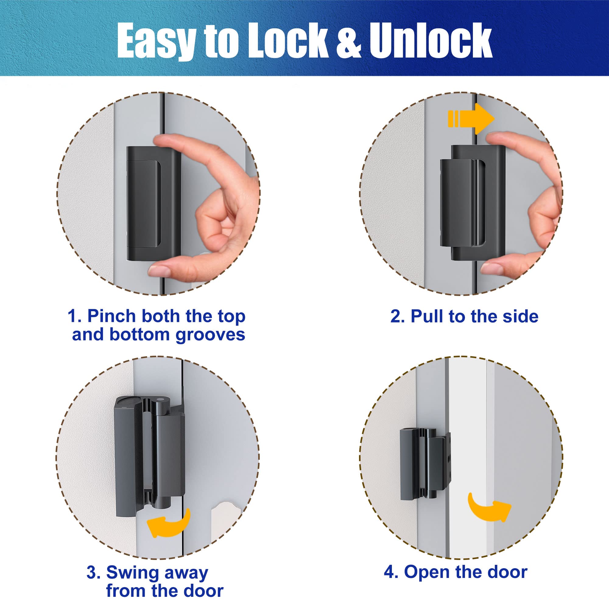 AceMining 2Pack door reinforcement lock in open position illustrating easy access