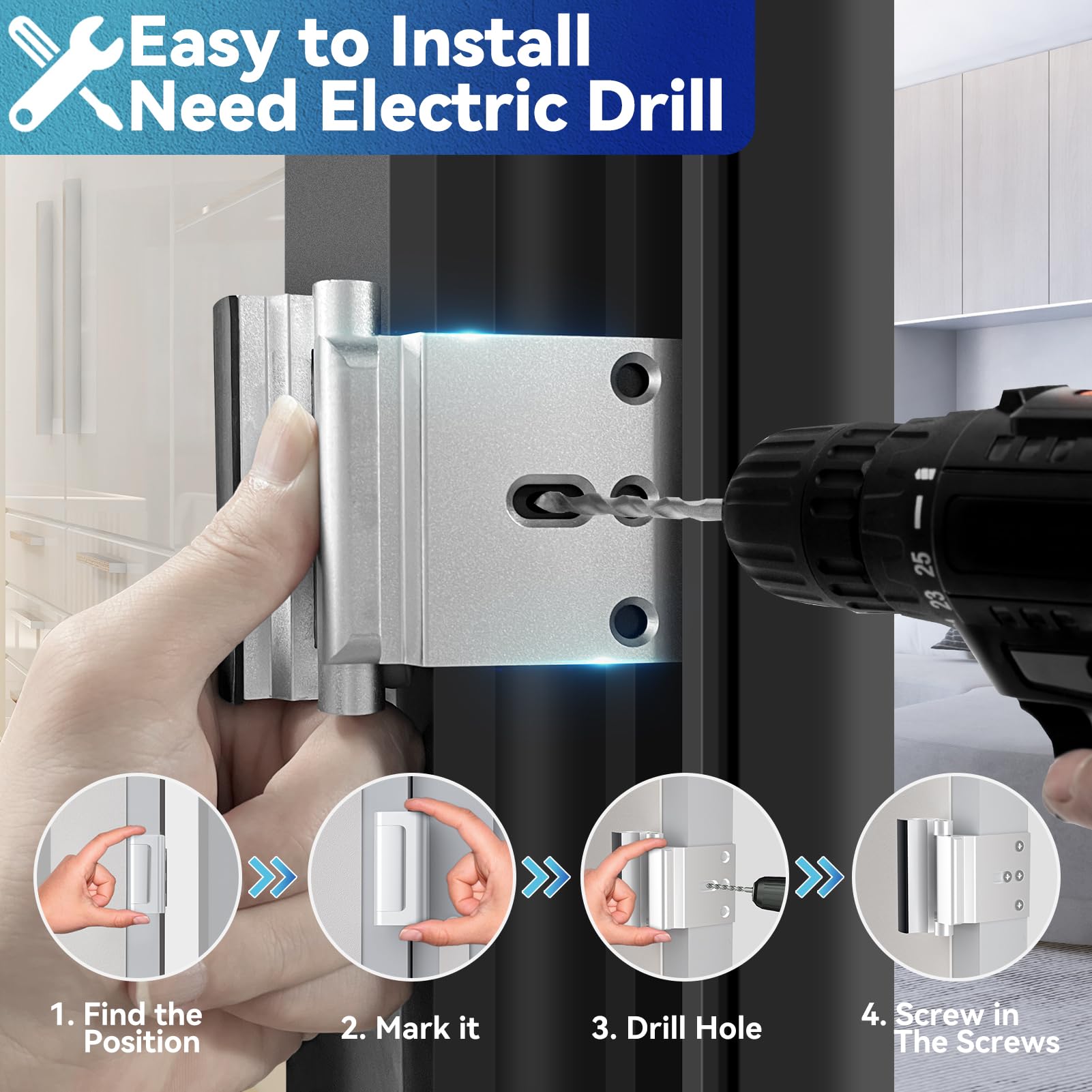 AceMining installation in progress with drill and screws for fast home security upgrade.