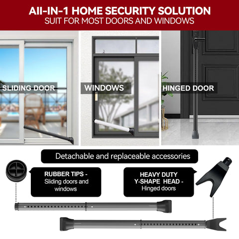 AceMining door security bar adjustable-length showcases versatile reach from 21 to 46 inches.