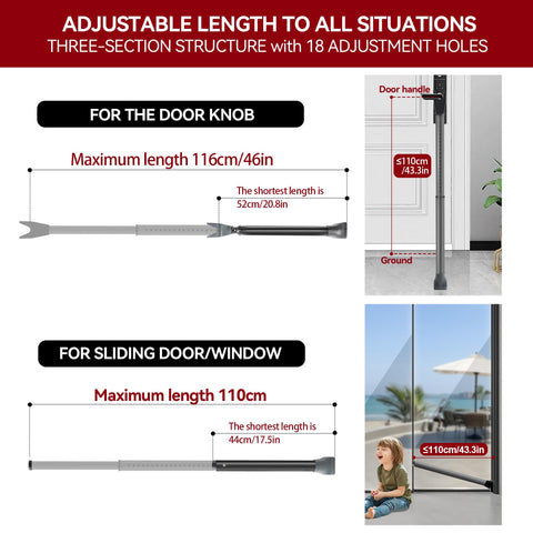AceMining door security bar easy-install highlights quick setup for travel or home.