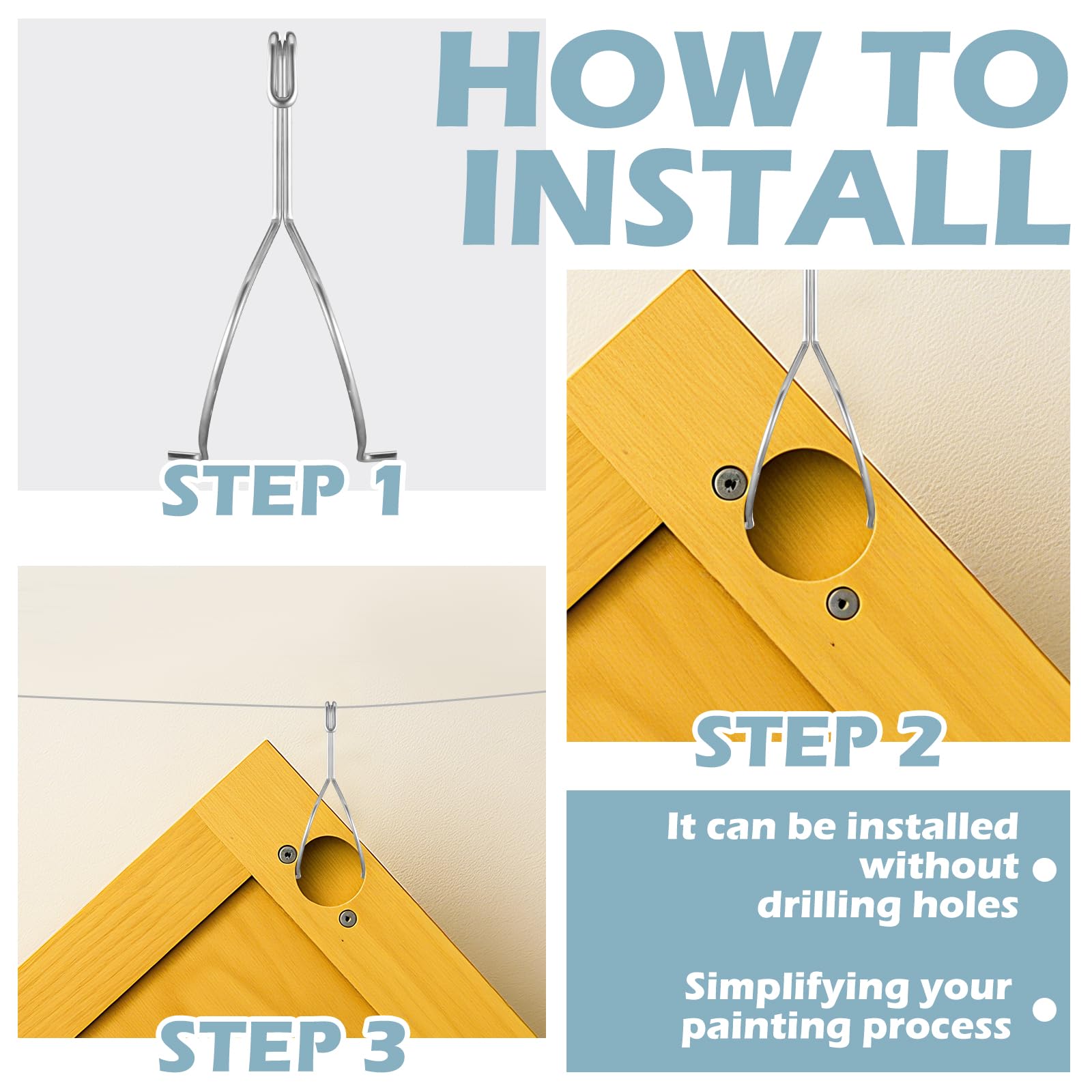 AceOrbit easy-apply hangers demonstrating tool-free installation.