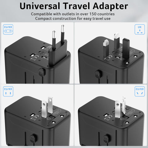 Acer 70W GaN travel adapter ready for travel beside luggage.