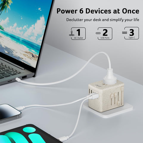 Acer adapter with US EU UK plug types ready for travel