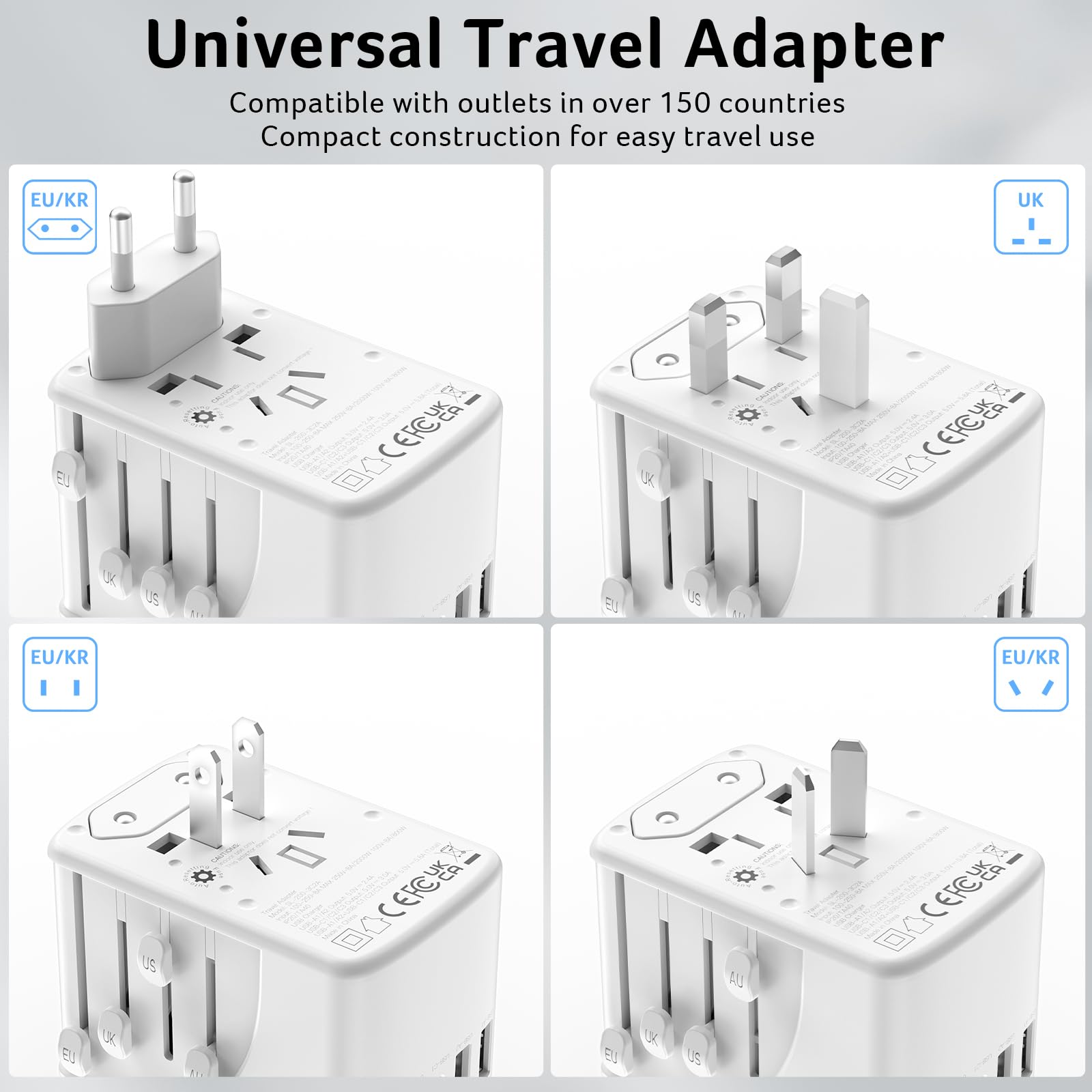 Acer universal travel plug adapter in white compact case.