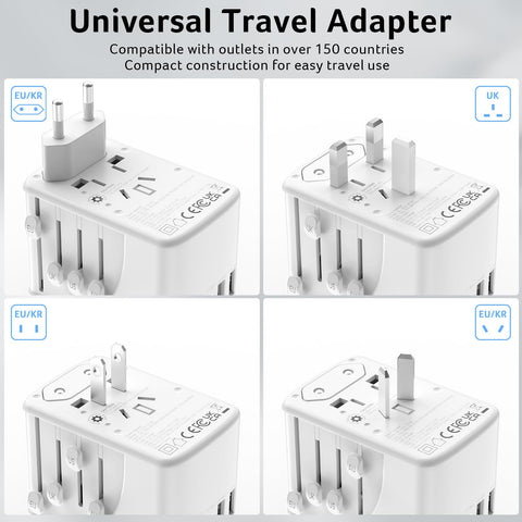 Acer universal travel plug adapter in white compact case.