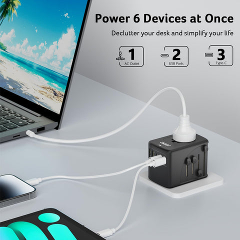 Acer adapter demonstrates compatibility with European and UK outlet types.