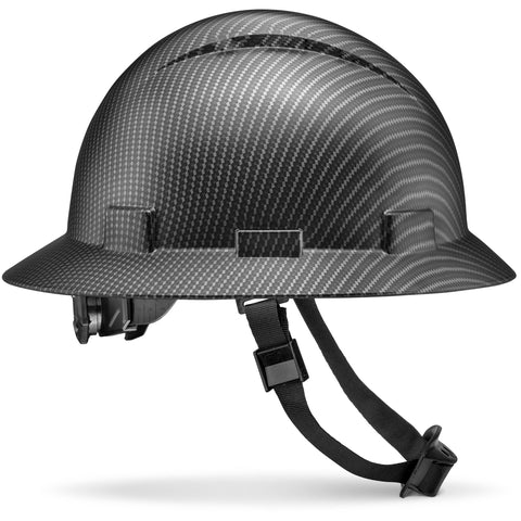 AcerPal full-brim hard hat in carbon fiber design with matte finish for durable protection.