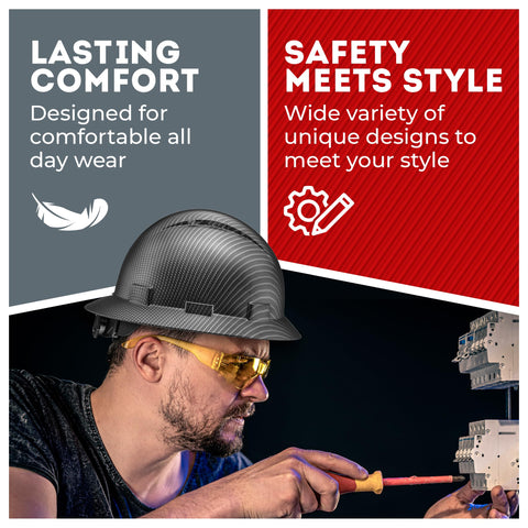AcerPal non-vented shell provides continuous head coverage in dusty settings.