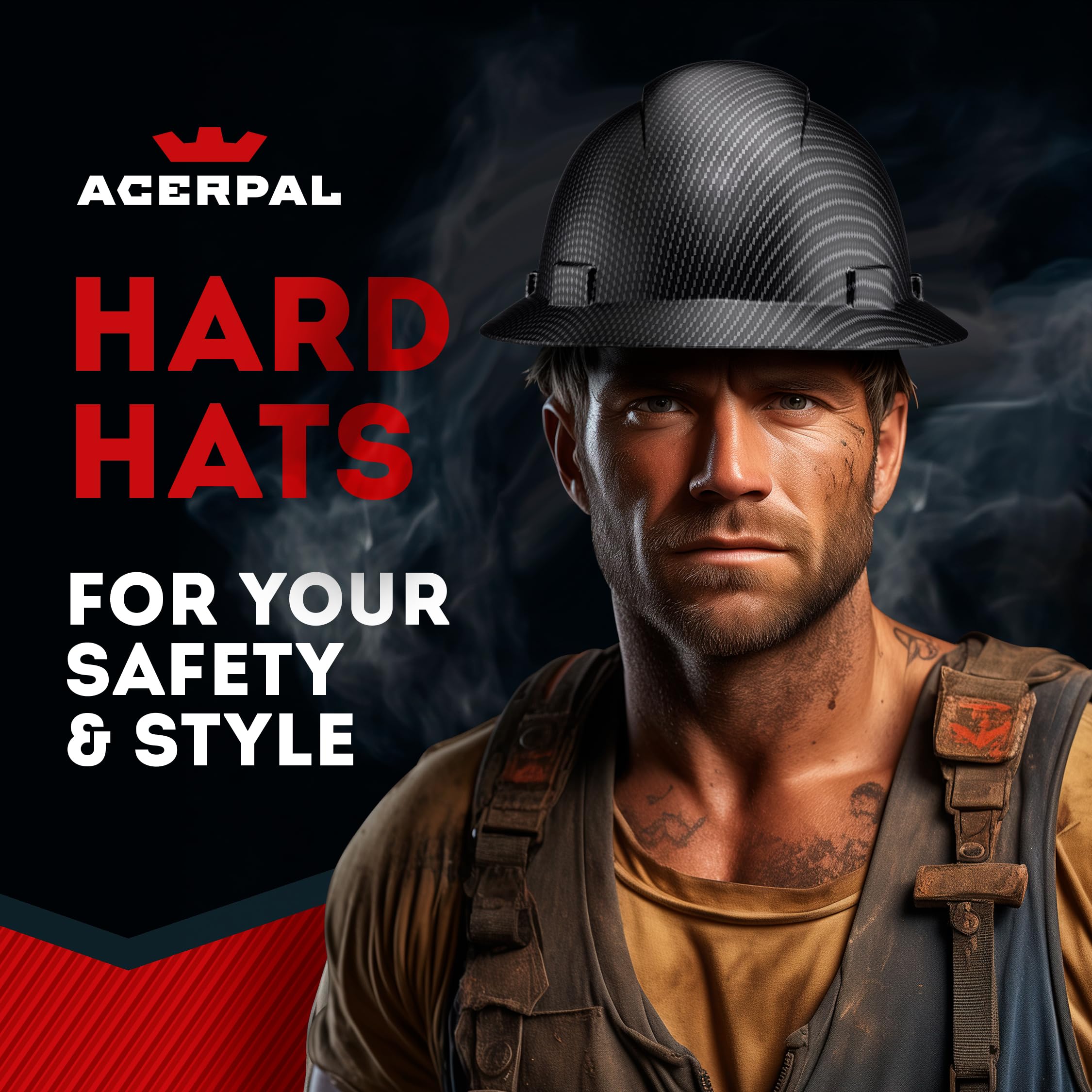AcerPal hard hat with OSHA certification and ANSI Z89.1 Type 1 compliance for safe worksite use.