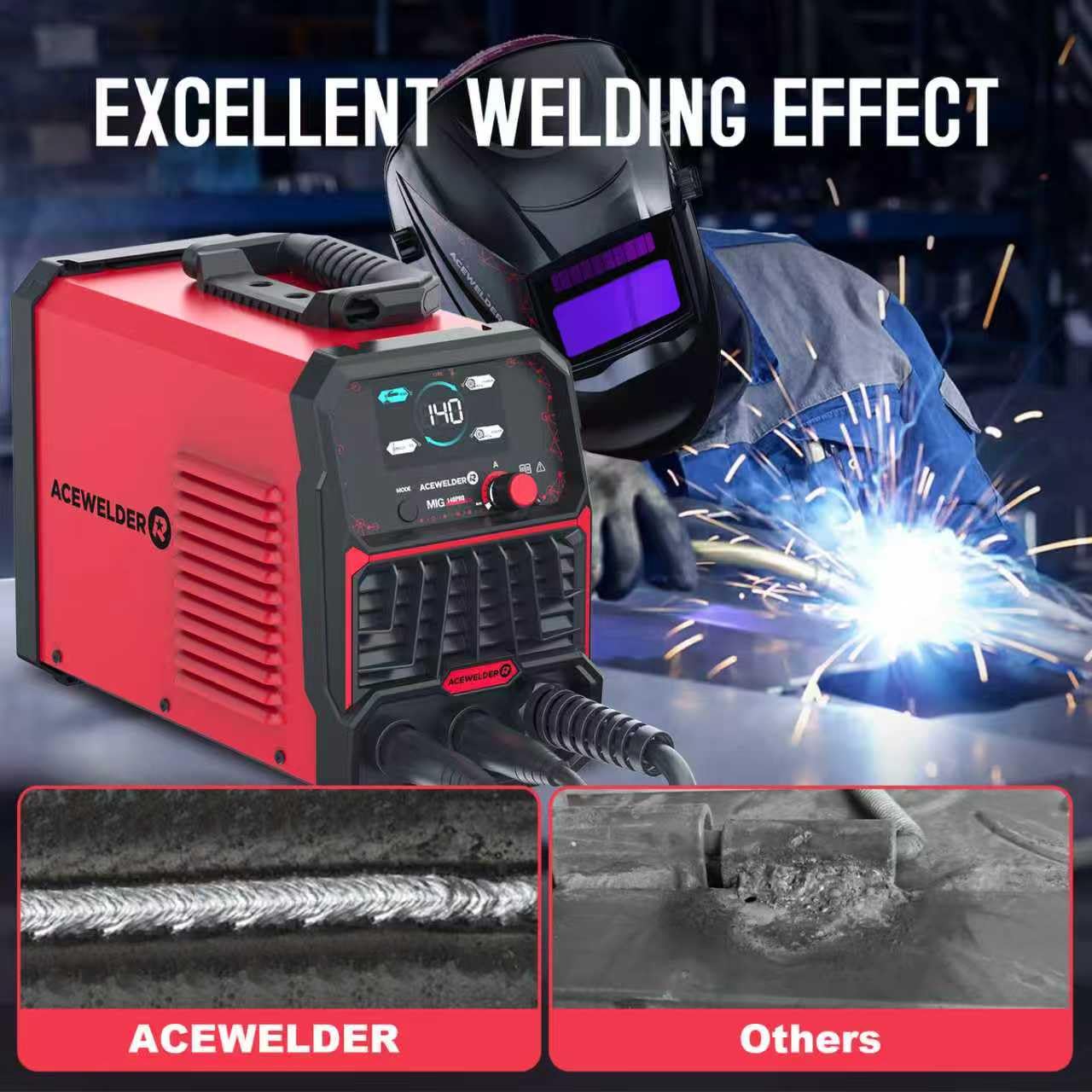 Welding capacity up to 4.0 mm with overload protection.