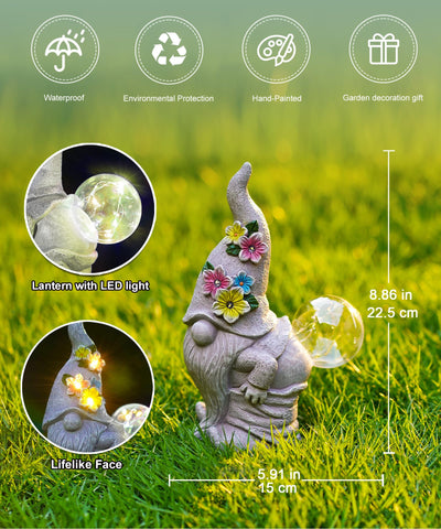 Acgarten solar-powered gnome light brightens gardens by day and night for convenience.