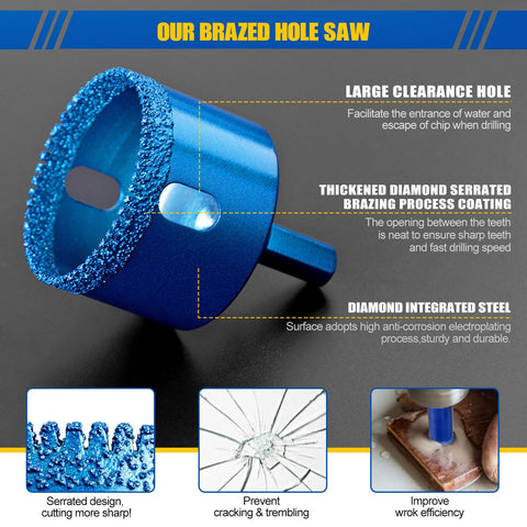 Achribex diamond hole saw kit 16mm for smooth wet and dry cutting.
