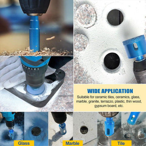 Achribex diamond hole saw kit 38mm for larger openings in marble.