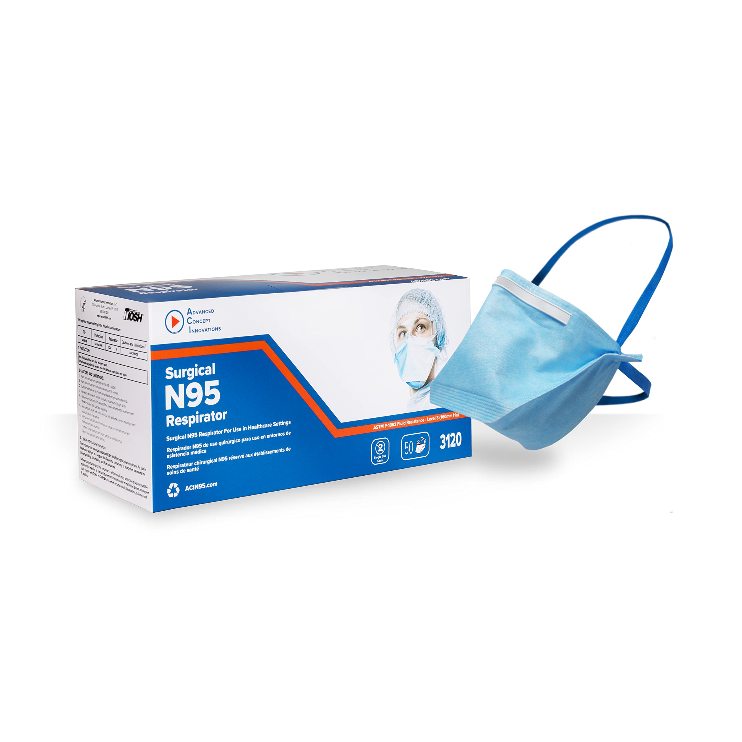 ACI N95 respirator duckbill design for improved breathability during daily use