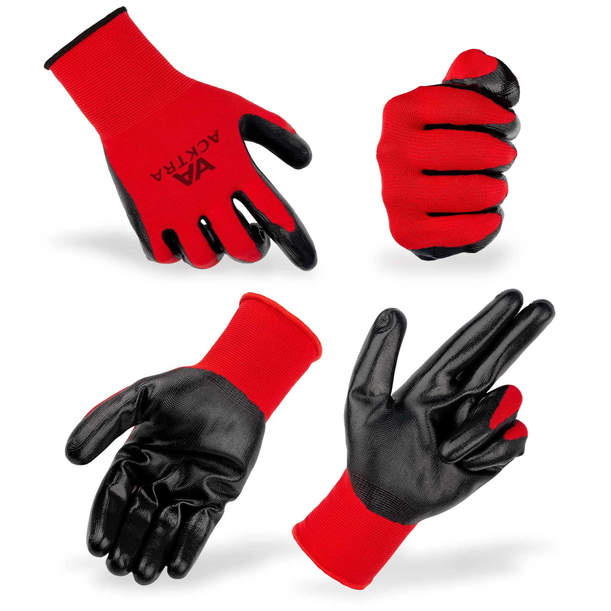 ACKTRA black-on-black safety gloves ready for work tasks.