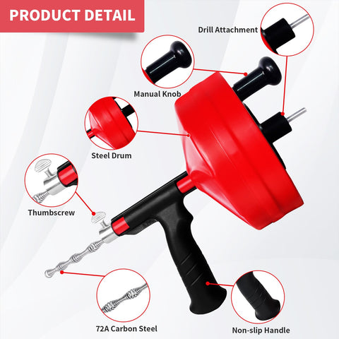 Ackweng drill attachment engaged for faster clog removal