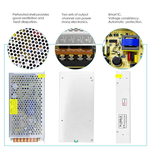 Aclorol 5V 20A two-output channels power multiple devices