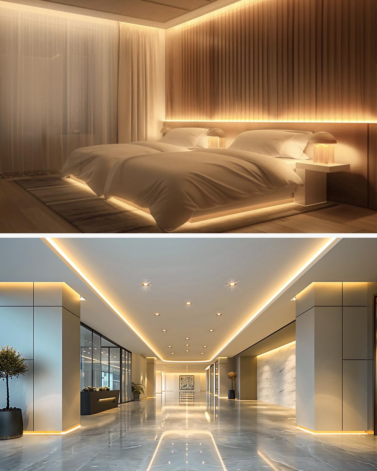 Aclorol COB LED strip kit ready for plug-and-play installation