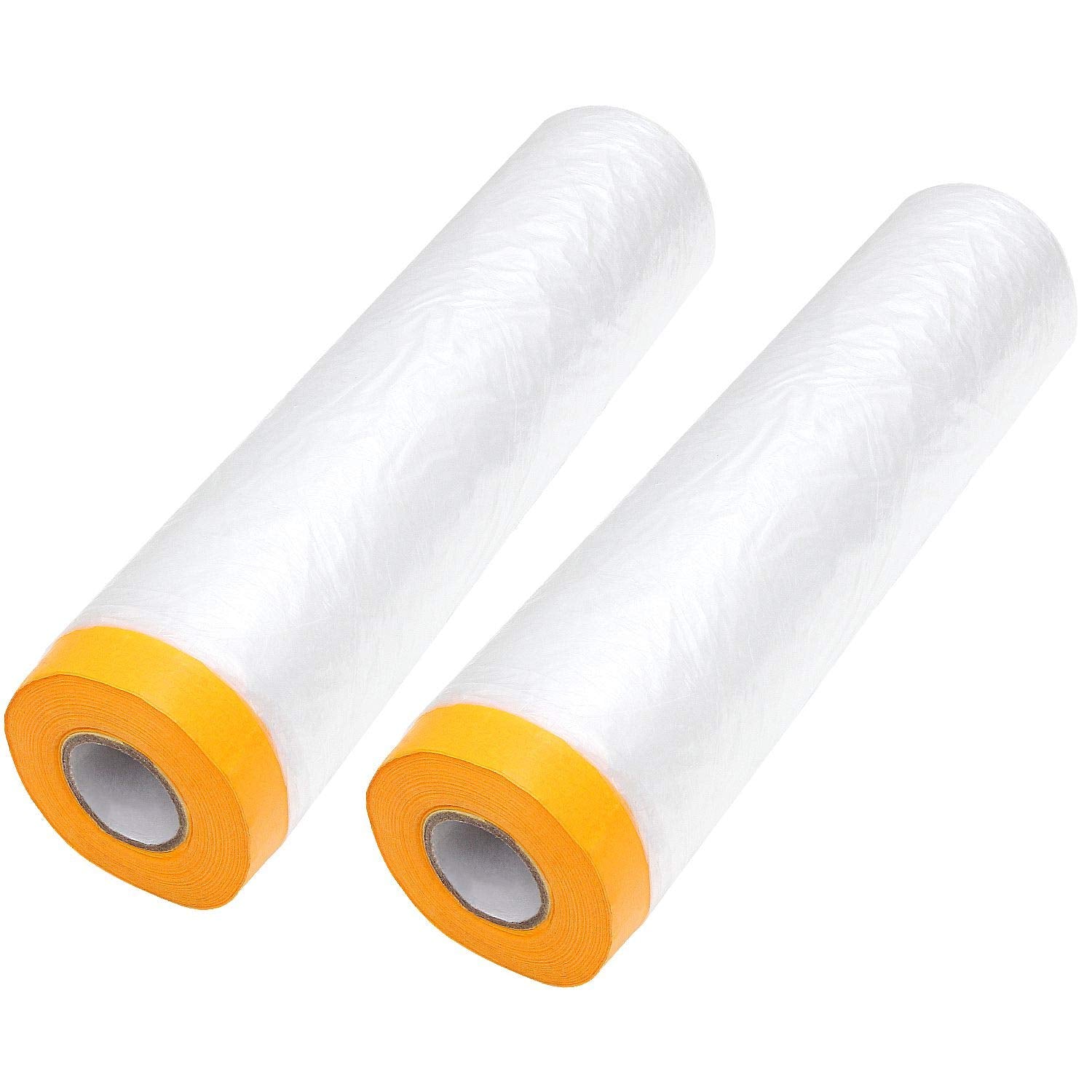 AConnet pre taped masking film ready to unroll for quick floor and furniture protection.