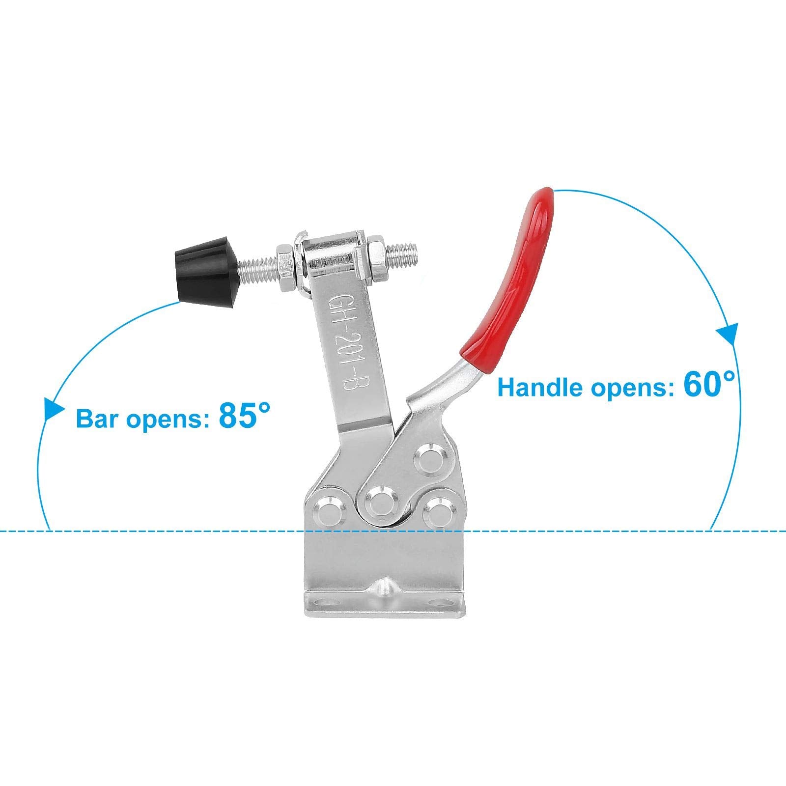 AConnet red anti-skid grip toggle clamp with secure handle control.
