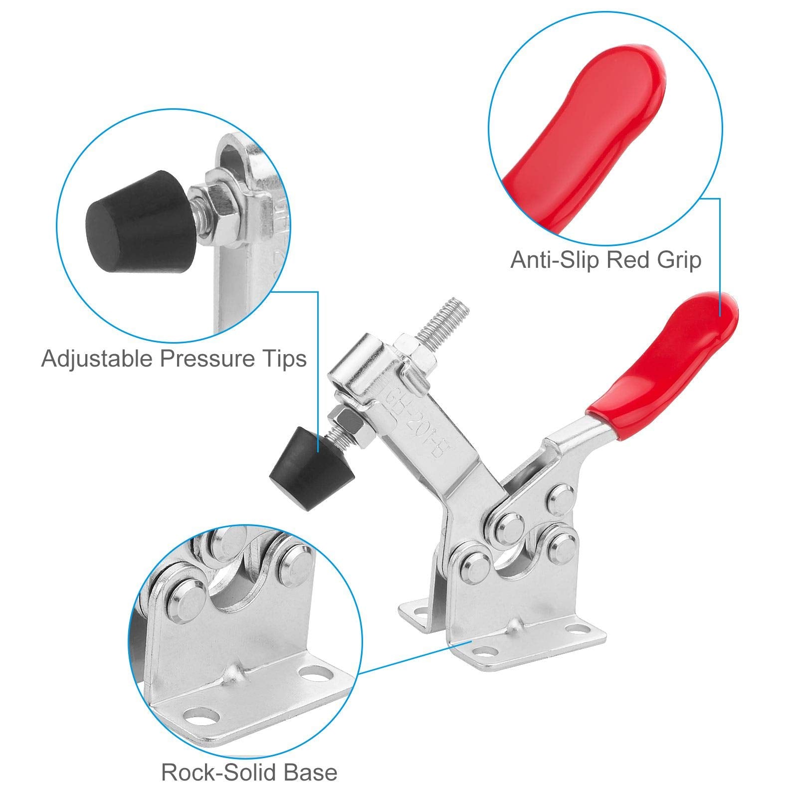 AConnet woodworking clamp in use on a jig during routing tasks.