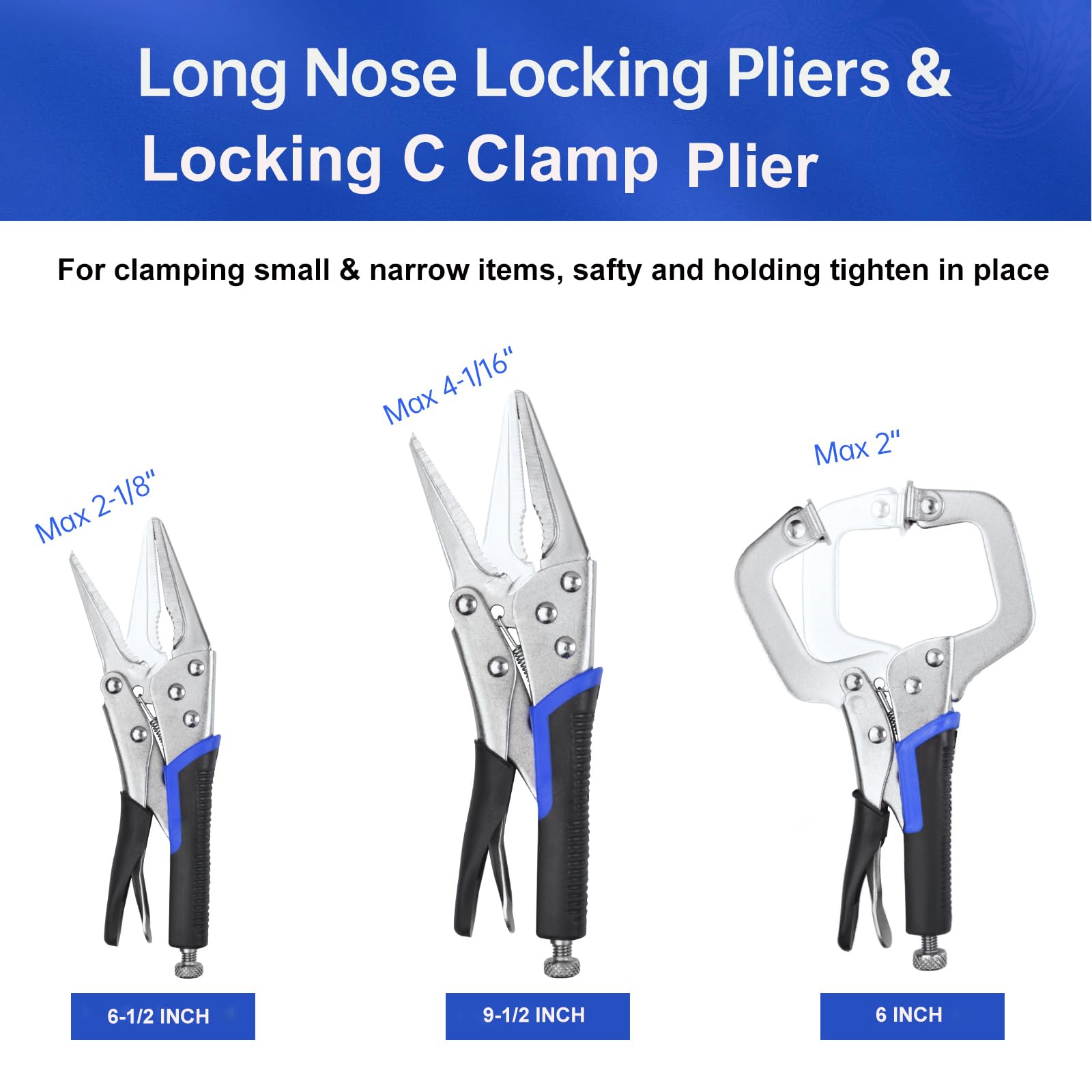 ACOSEA Vice Grips 10-inch curved jaw maximize leverage for tough tasks.