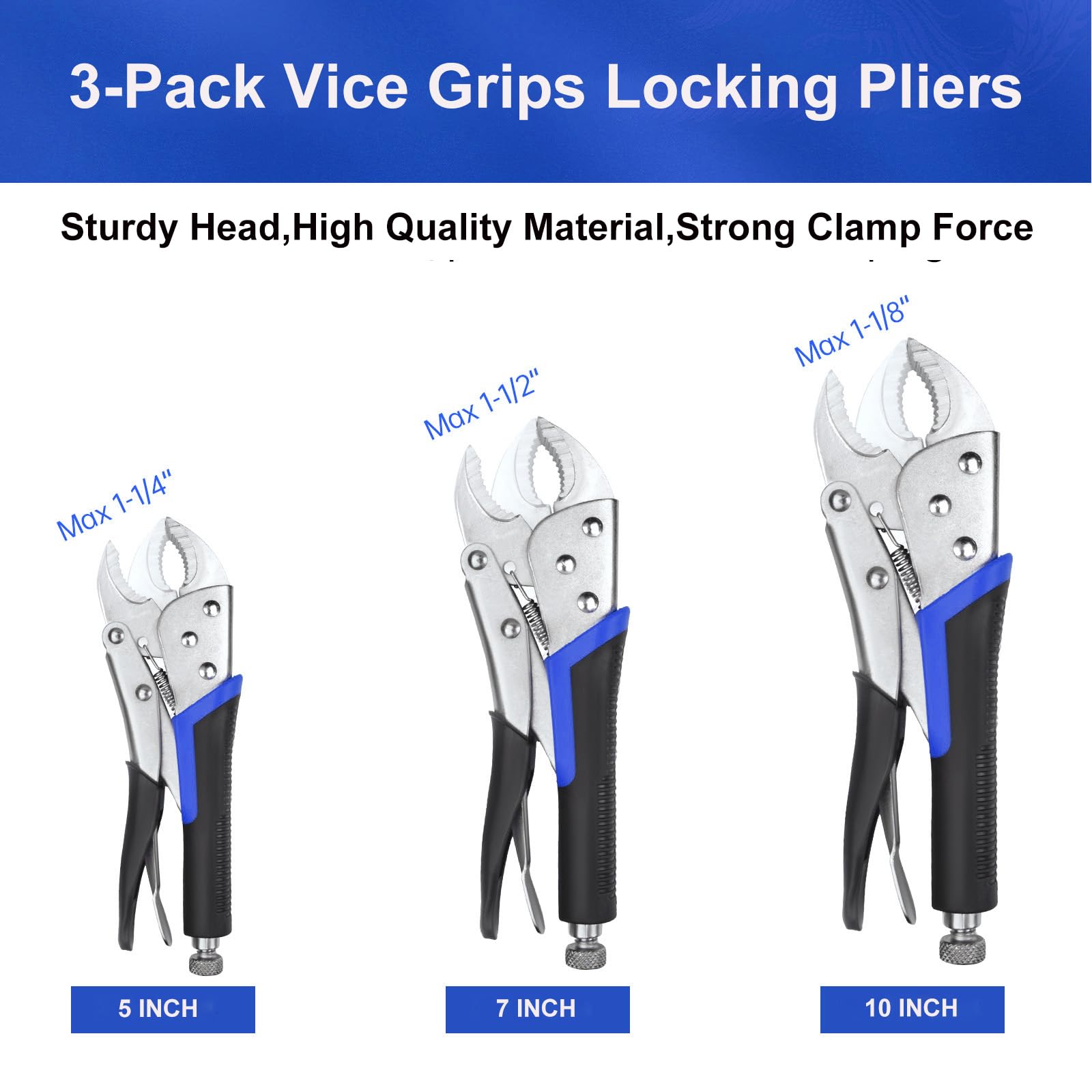 ACOSEA Vice Grips 7-inch curved jaw for robust metalworking grip.